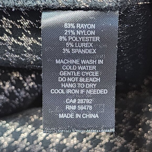 Womens Rachel Zoe Black & Metallic Gold Houndstooth Pants Career Straight 14 - Picture 11 of 12